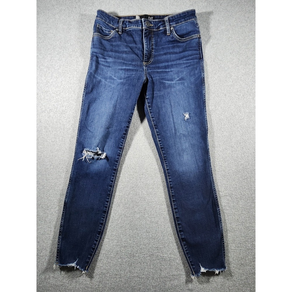 KUT from the Kloth Ankle Skinny Jeans Women's 6 Denim Raw Hem Distressed